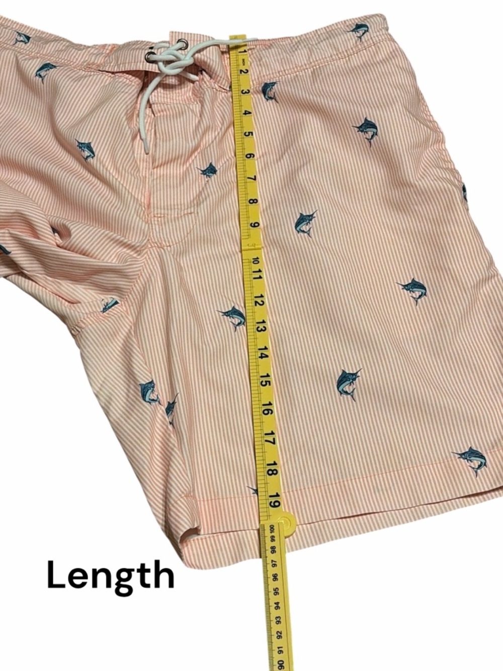St. John's Bay Pink Striped Hybrid Shorts with Blue SwordFish Print - Picture 3 of 6